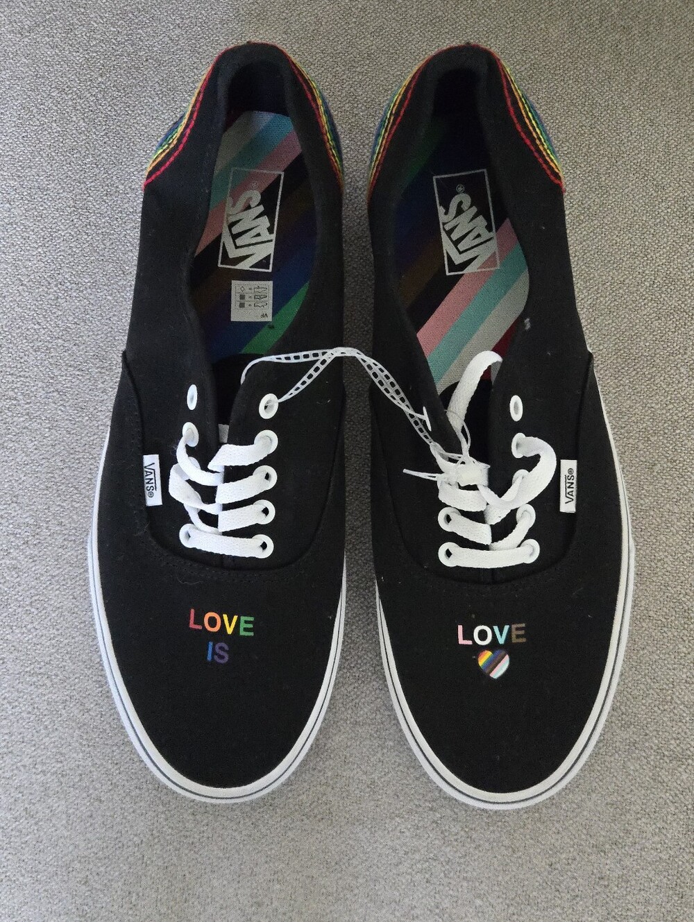 Vans Authentic Pride Men Shoes Casual Classic Black Rainbow 0826